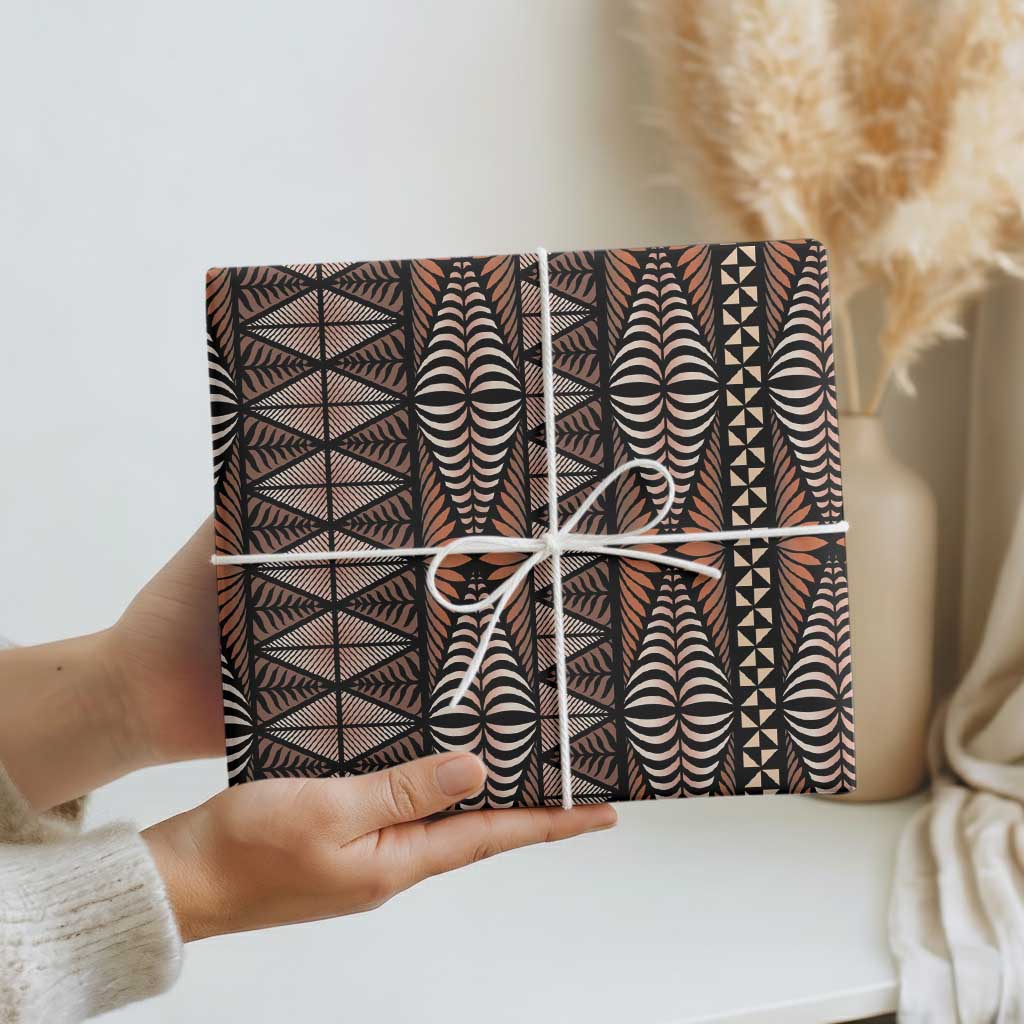 Malo e lelei Tonga Wrapping Paper Tongan Ngatu Vintage Brown - Polynesian Pride