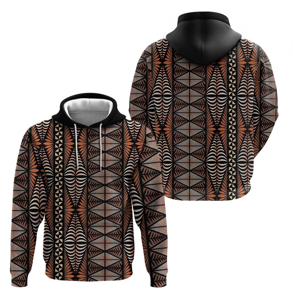 Malo e lelei Tonga Zip Hoodie Tongan Ngatu Vintage Brown - Polynesian Pride