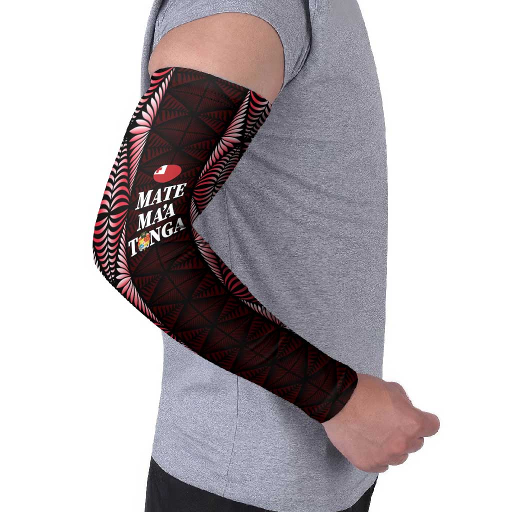 Tonga Rugby Arm Sleeves 2025 Mate Maa Tonga Ngatu Motif LT14 - Polynesian Pride