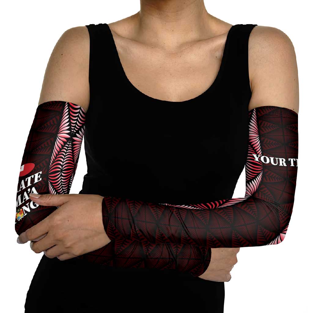 Tonga Rugby Arm Sleeves 2025 Mate Maa Tonga Ngatu Motif LT14 - Polynesian Pride