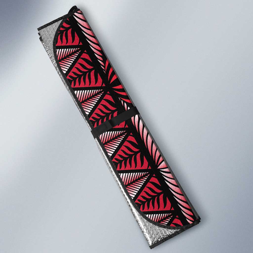 Tonga Rugby Auto Sun Shade 2025 Mate Maa Tonga Ngatu Motif LT14 - Polynesian Pride
