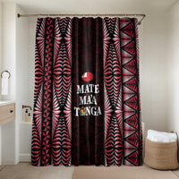 Tonga Rugby Bathroom Set 2025 Mate Maa Tonga Ngatu Motif LT14 Shower Curtain Only Red - Polynesian Pride