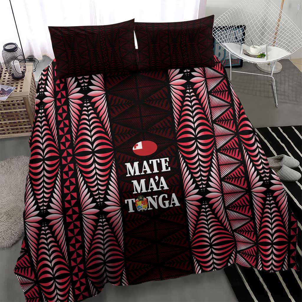 Tonga Rugby Bedding Set 2025 Mate Maa Tonga Ngatu Motif - Polynesian Pride