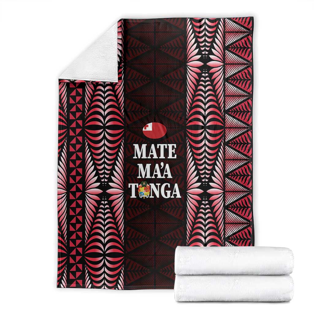 Tonga Rugby Blanket 2025 Mate Maa Tonga Ngatu Motif - Polynesian Pride