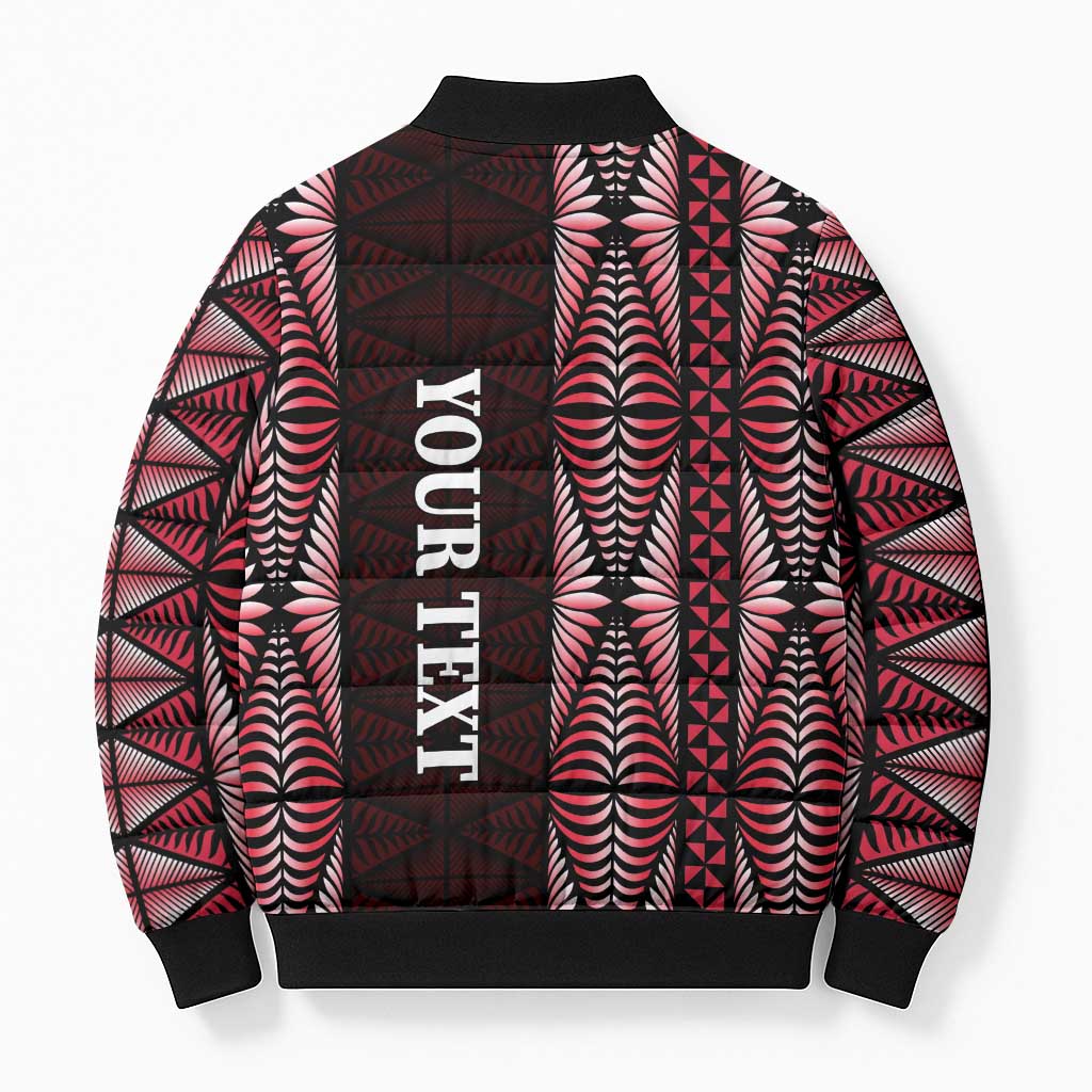 Tonga Rugby Personalised Bomber Puffer Jacket 2025 Mate Maa Tonga Ngatu Motif LT14 - Polynesian Pride