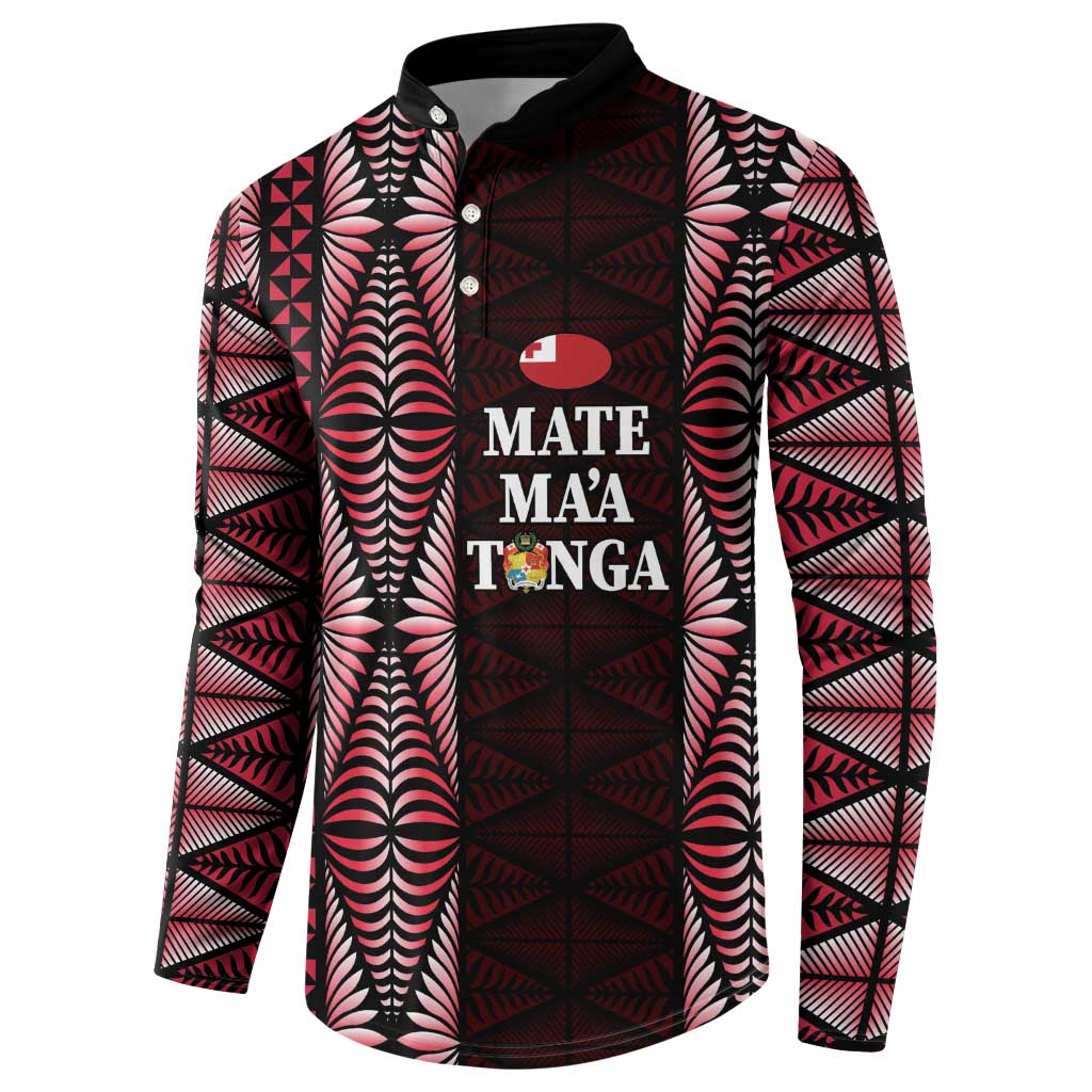 Tonga Rugby Personalised Button Sweatshirt 2025 Mate Maa Tonga Ngatu Motif LT14 - Polynesian Pride