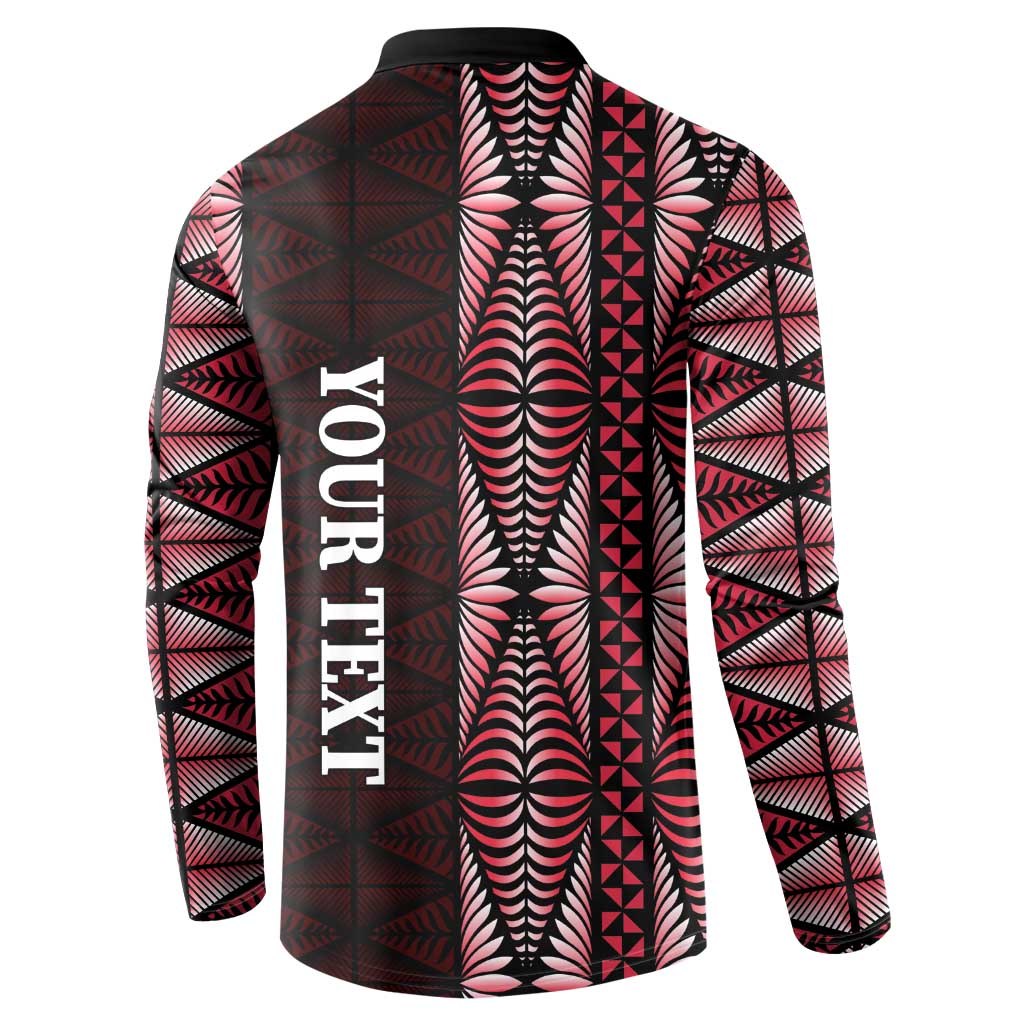 Tonga Rugby Personalised Button Sweatshirt 2025 Mate Maa Tonga Ngatu Motif LT14 - Polynesian Pride