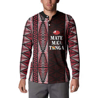 Tonga Rugby Personalised Button Sweatshirt 2025 Mate Maa Tonga Ngatu Motif LT14 - Polynesian Pride