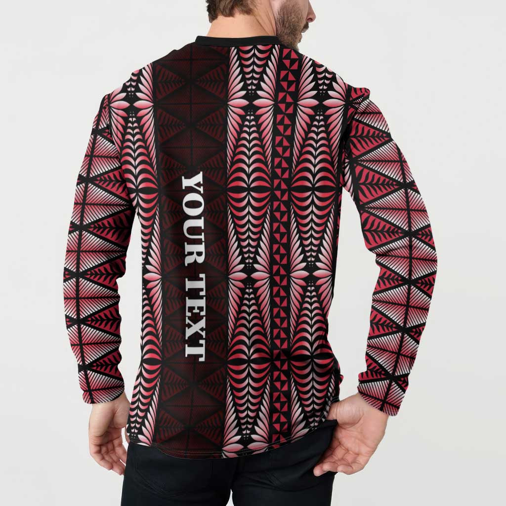 Tonga Rugby Personalised Button Sweatshirt 2025 Mate Maa Tonga Ngatu Motif LT14 - Polynesian Pride