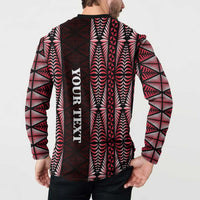 Tonga Rugby Personalised Button Sweatshirt 2025 Mate Maa Tonga Ngatu Motif LT14 - Polynesian Pride