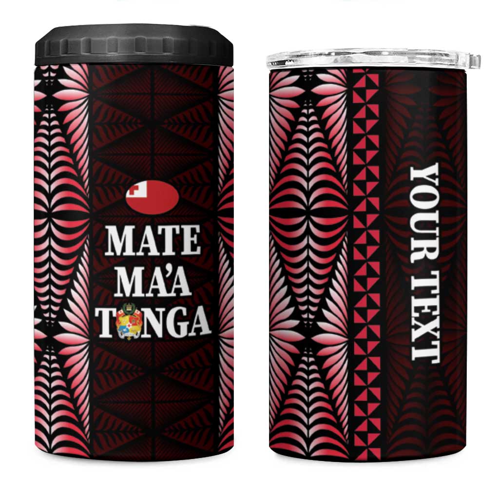 Tonga Rugby Personalised 4 in 1 Can Cooler Tumbler 2025 Mate Maa Tonga Ngatu Motif LT14 One Size: 16 oz Red - Polynesian Pride