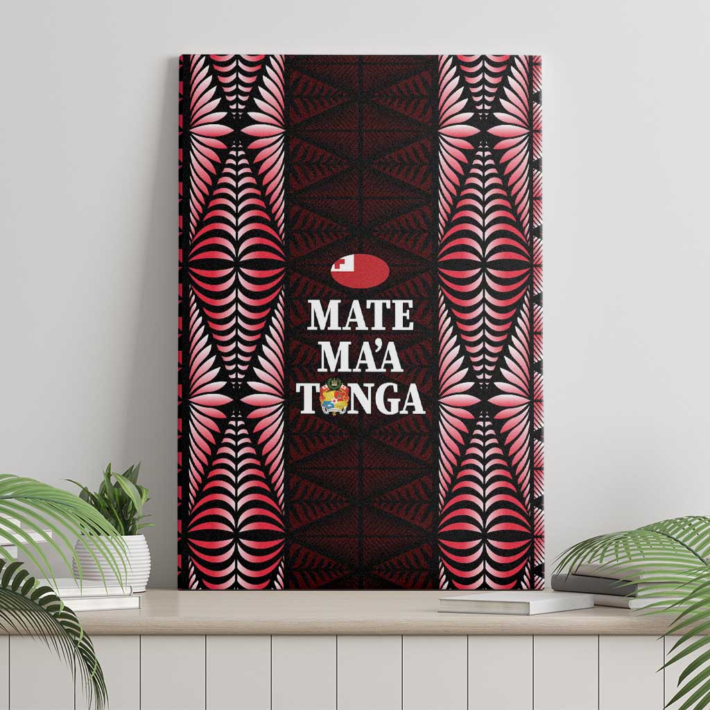 Tonga Rugby Canvas Wall Art 2025 Mate Maa Tonga Ngatu Motif LT14 - Polynesian Pride