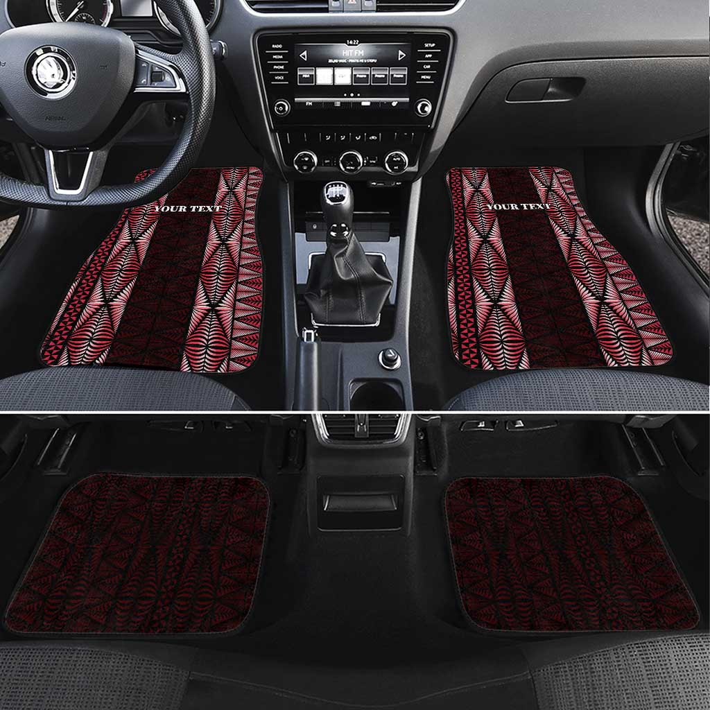 Tonga Rugby Car Mats 2025 Mate Maa Tonga Ngatu Motif LT14 Set 4pcs Red - Polynesian Pride