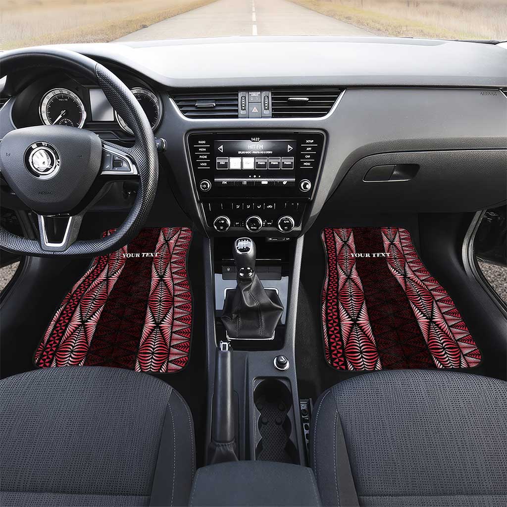 Tonga Rugby Car Mats 2025 Mate Maa Tonga Ngatu Motif LT14 Set 2pcs - Front Red - Polynesian Pride