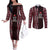 Tonga Rugby Personalised Couples Matching Off The Shoulder Long Sleeve Dress and Long Sleeve Button Shirt 2025 Mate Maa Tonga Ngatu Motif - Polynesian Pride