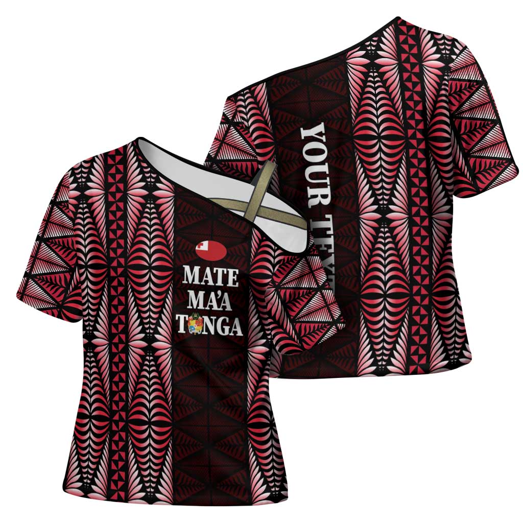 Tonga Rugby Personalised Cross Shoulder Shirt 2025 Mate Maa Tonga Ngatu Motif LT14 - Polynesian Pride