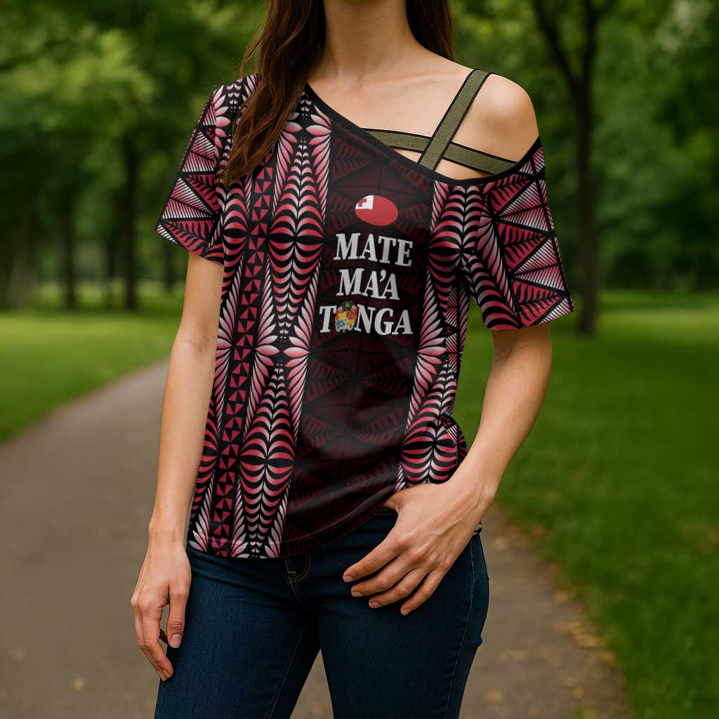 Tonga Rugby Personalised Cross Shoulder Shirt 2025 Mate Maa Tonga Ngatu Motif LT14 - Polynesian Pride