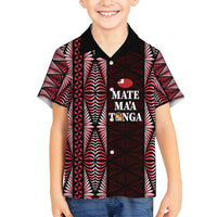 Tonga Rugby Personalised Family Matching Off Shoulder Maxi Dress and Hawaiian Shirt 2025 Mate Maa Tonga Ngatu Motif - Polynesian Pride