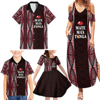 Tonga Rugby Personalised Family Matching Summer Maxi Dress and Hawaiian Shirt 2025 Mate Maa Tonga Ngatu Motif - Polynesian Pride