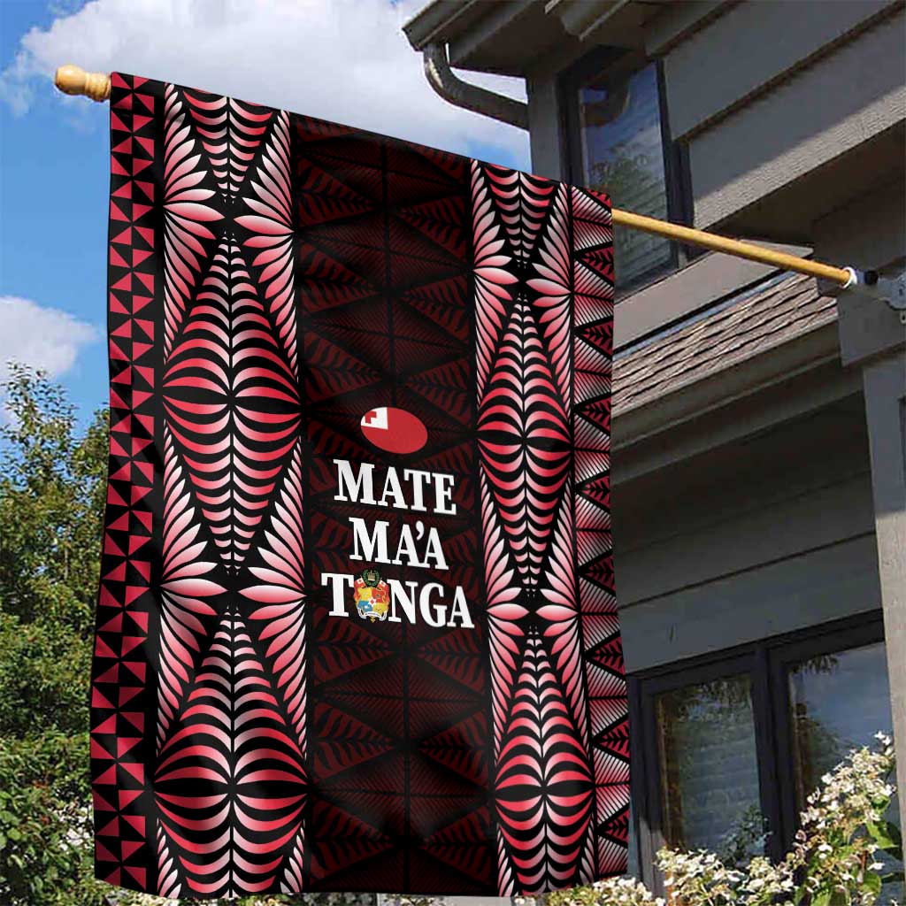 Tonga Rugby Garden Flag 2025 Mate Maa Tonga Ngatu Motif - Polynesian Pride
