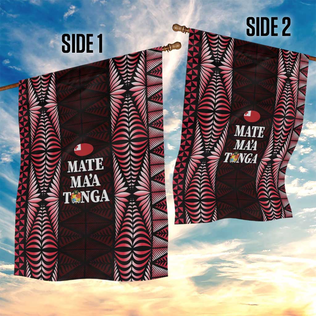 Tonga Rugby Garden Flag 2025 Mate Maa Tonga Ngatu Motif - Polynesian Pride