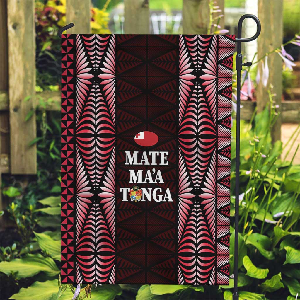 Tonga Rugby Garden Flag 2025 Mate Maa Tonga Ngatu Motif - Polynesian Pride