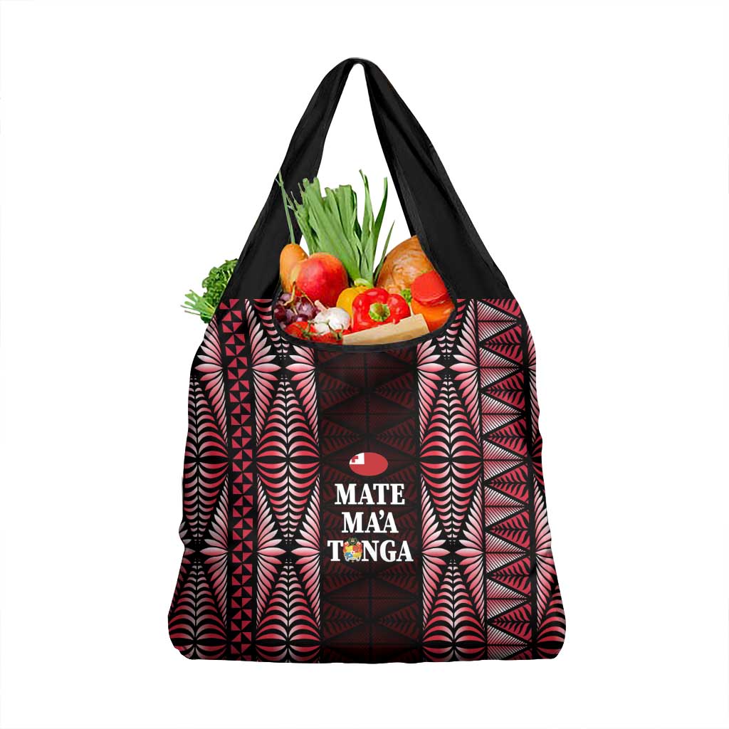 Tonga Rugby Grocery Bag 2025 Mate Maa Tonga Ngatu Motif LT14 1-pack One Size Red - Polynesian Pride
