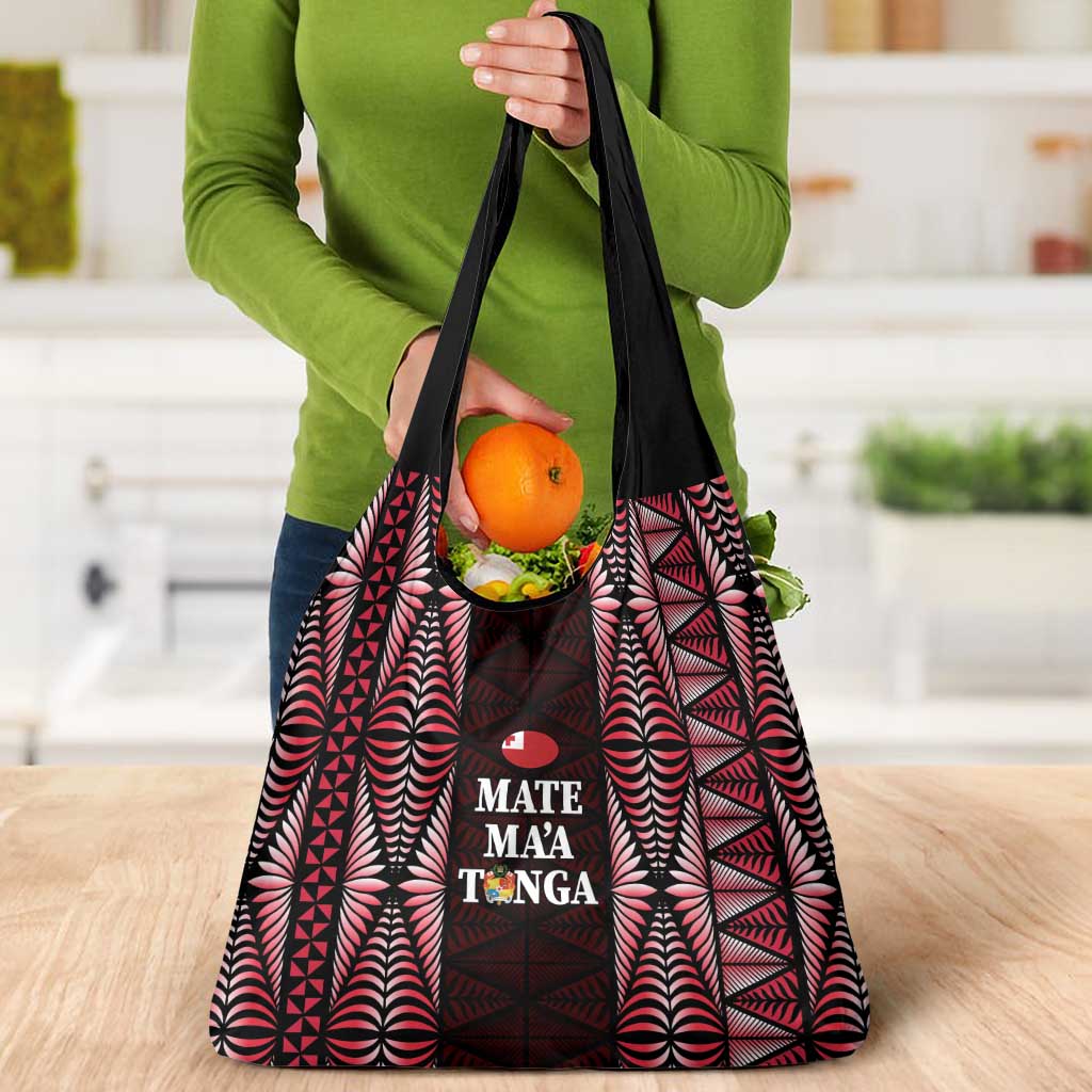 Tonga Rugby Grocery Bag 2025 Mate Maa Tonga Ngatu Motif LT14 - Polynesian Pride