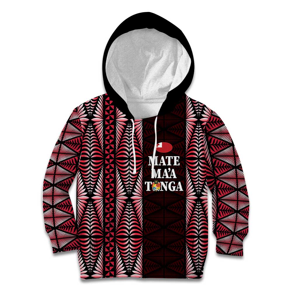 Tonga Rugby Personalised Kid Hoodie 2025 Mate Maa Tonga Ngatu Motif - Polynesian Pride