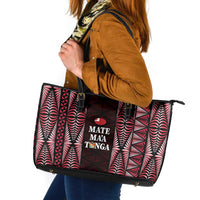 Tonga Rugby Leather Tote Bag 2025 Mate Maa Tonga Ngatu Motif LT14 Red - Polynesian Pride