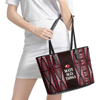 Tonga Rugby Leather Tote Bag 2025 Mate Maa Tonga Ngatu Motif LT14 - Polynesian Pride