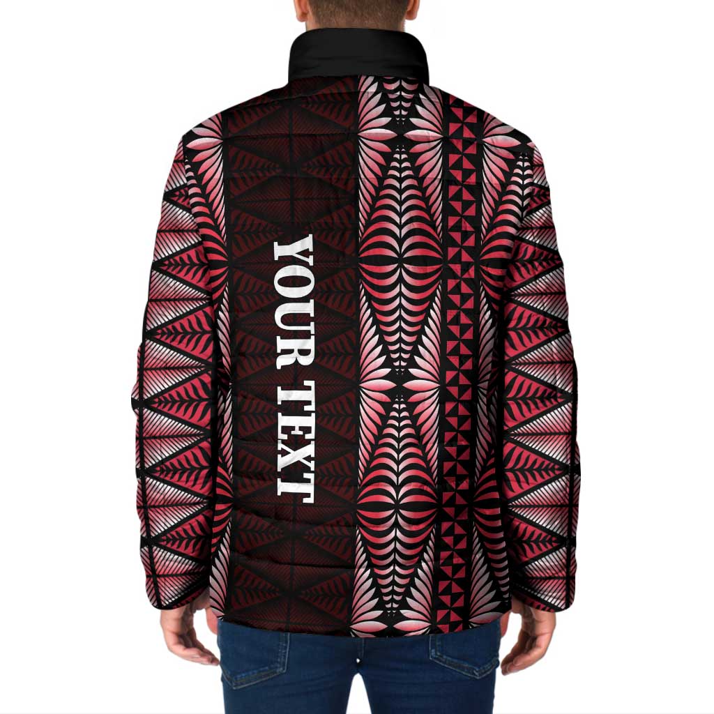 Tonga Rugby Personalised Padded Jacket 2025 Mate Maa Tonga Ngatu Motif LT14 - Polynesian Pride