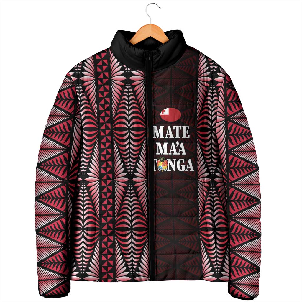 Tonga Rugby Personalised Padded Jacket 2025 Mate Maa Tonga Ngatu Motif LT14 - Polynesian Pride