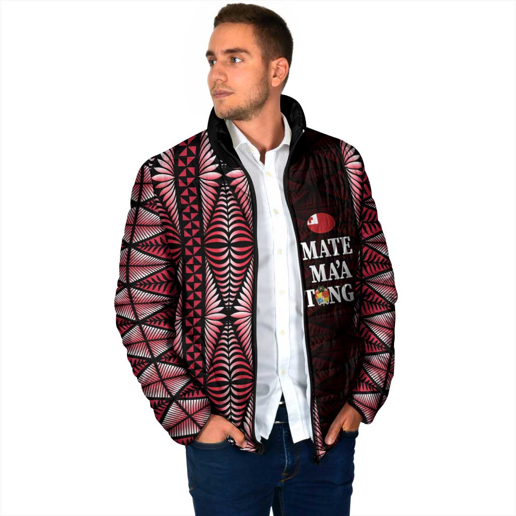 Tonga Rugby Personalised Padded Jacket 2025 Mate Maa Tonga Ngatu Motif LT14 - Polynesian Pride