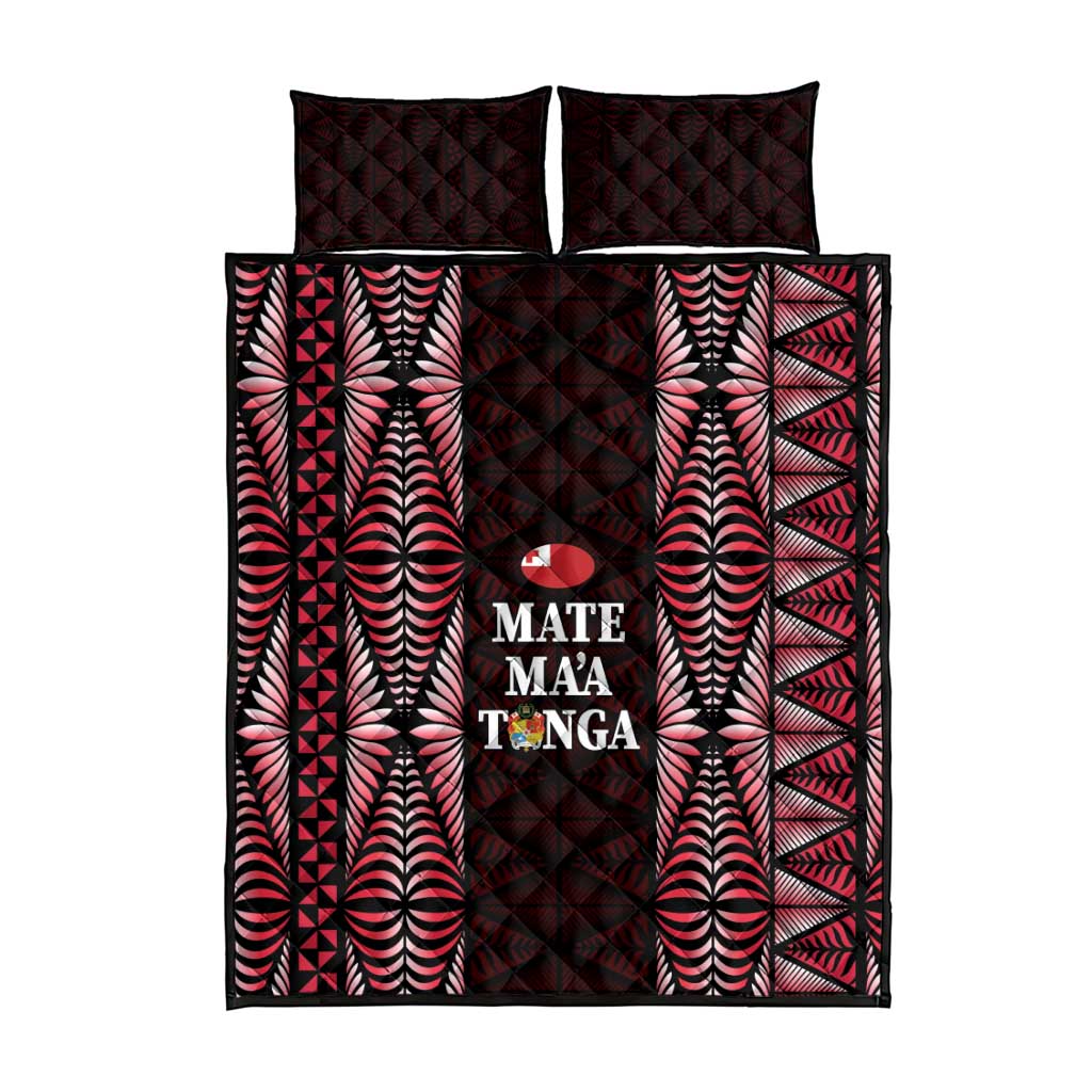 Tonga Rugby Quilt Bed Set 2025 Mate Maa Tonga Ngatu Motif LT14 - Polynesian Pride
