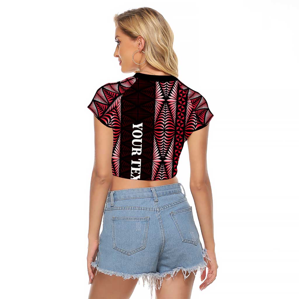 Tonga Rugby Personalised Raglan Cropped T Shirt 2025 Mate Maa Tonga Ngatu Motif - Polynesian Pride