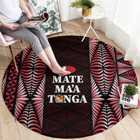 Tonga Rugby Round Carpet 2025 Mate Maa Tonga Ngatu Motif - Polynesian Pride