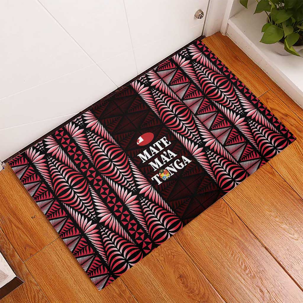 Tonga Rugby Rubber Doormat 2025 Mate Maa Tonga Ngatu Motif LT14 - Polynesian Pride