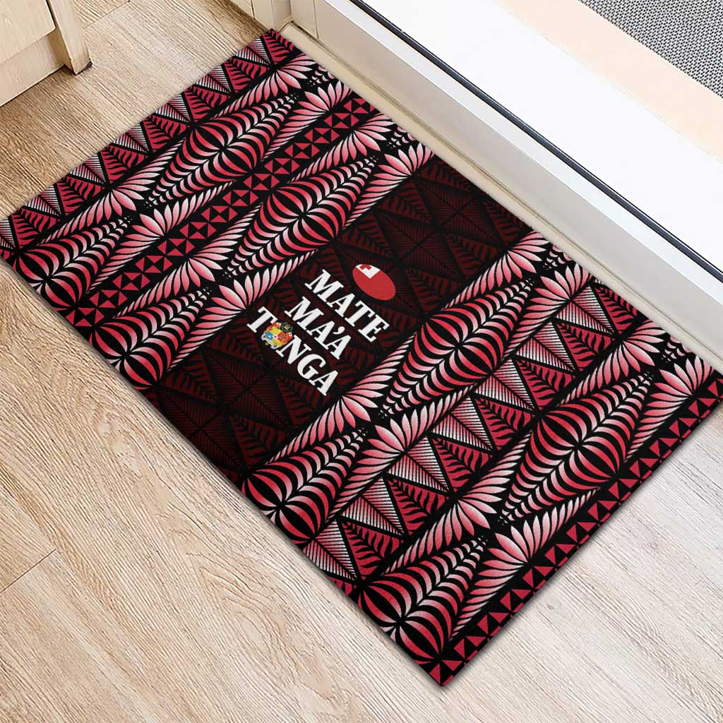 Tonga Rugby Rubber Doormat 2025 Mate Maa Tonga Ngatu Motif LT14 - Polynesian Pride