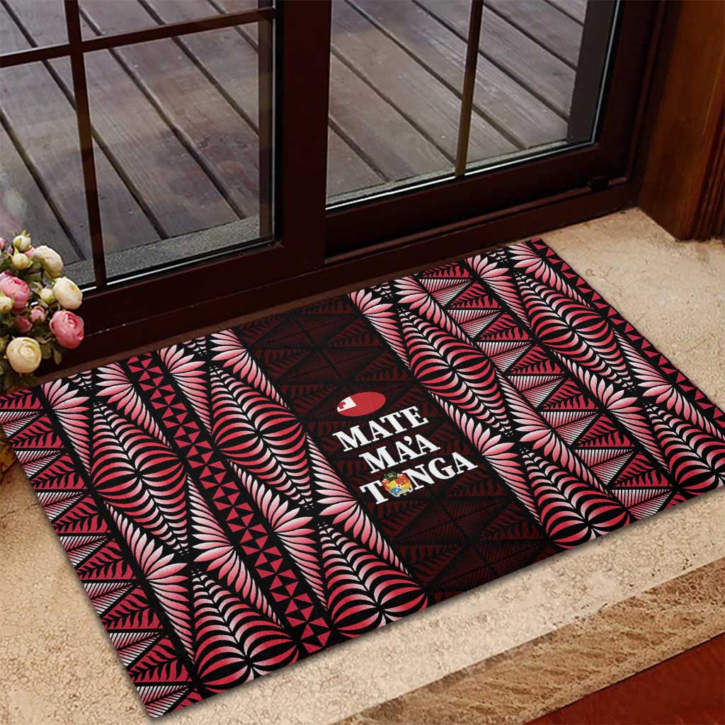 Tonga Rugby Rubber Doormat 2025 Mate Maa Tonga Ngatu Motif LT14 - Polynesian Pride