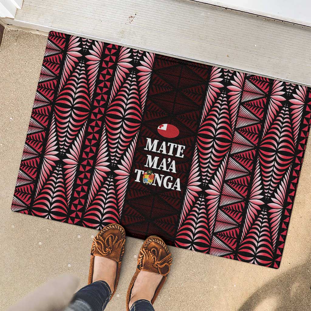 Tonga Rugby Rubber Doormat 2025 Mate Maa Tonga Ngatu Motif LT14 - Polynesian Pride