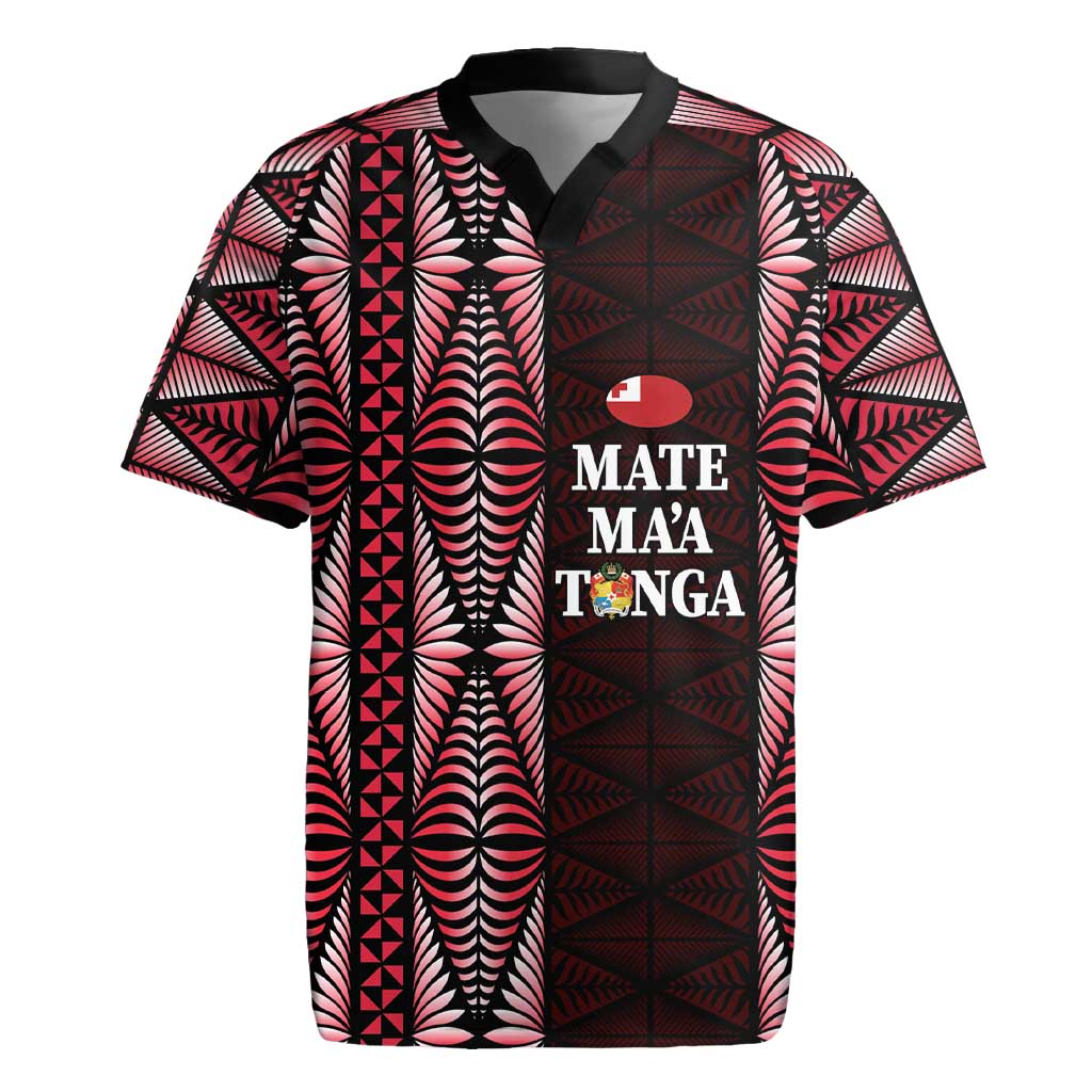 Tonga Rugby Personalised Rugby Jersey 2025 Mate Maa Tonga Ngatu Motif LT14 Red - Polynesian Pride
