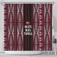 Tonga Rugby Shower Curtain 2025 Mate Maa Tonga Ngatu Motif - Polynesian Pride
