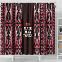 Tonga Rugby Shower Curtain 2025 Mate Maa Tonga Ngatu Motif - Polynesian Pride