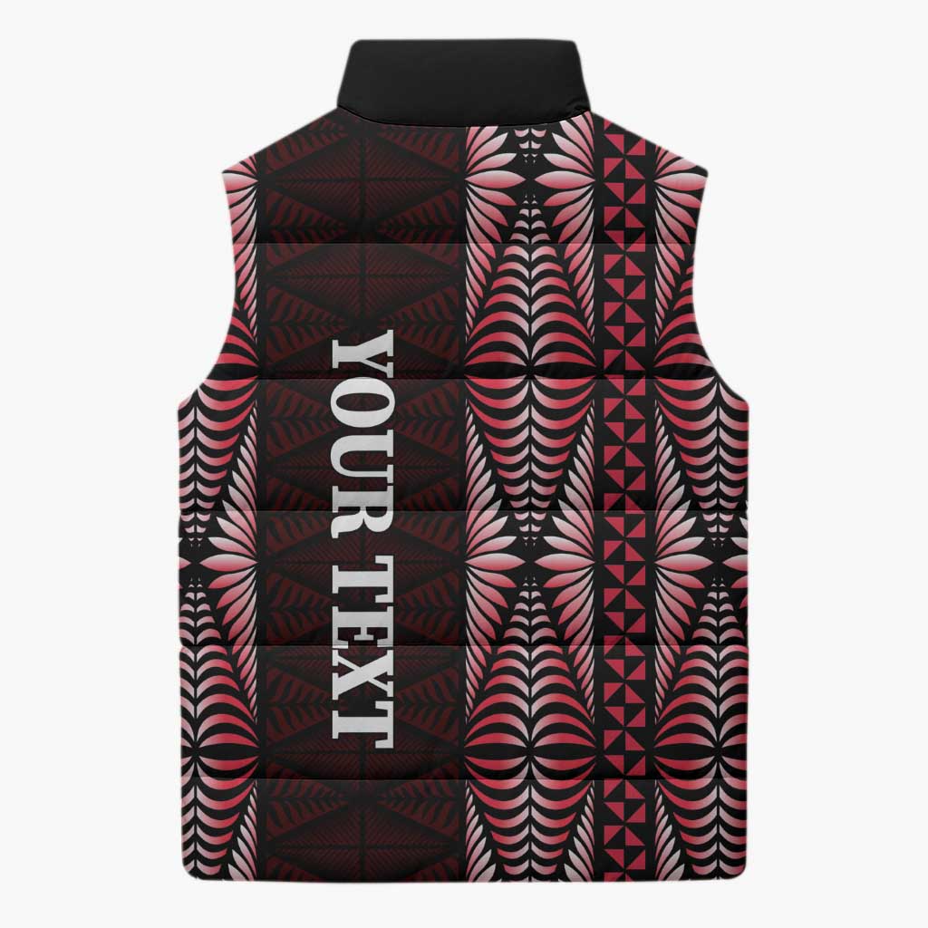Tonga Rugby Personalised Sleeveless Puffer Jacket 2025 Mate Maa Tonga Ngatu Motif LT14 - Polynesian Pride