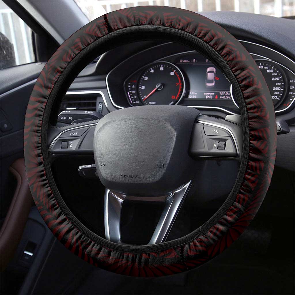 Tonga Rugby Steering Wheel Cover 2025 Mate Maa Tonga Ngatu Motif LT14 - Polynesian Pride