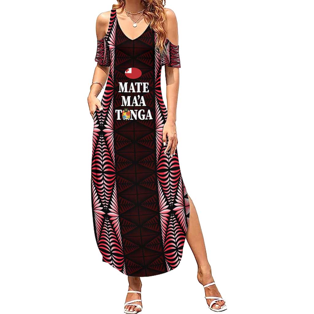 Tonga Rugby Personalised Summer Maxi Dress 2025 Mate Maa Tonga Ngatu Motif - Polynesian Pride