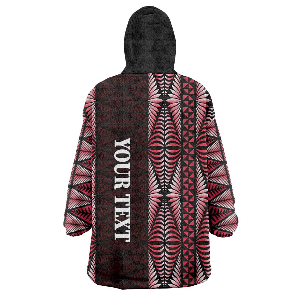 Tonga Rugby Personalised Wearable Blanket Hoodie 2025 Mate Maa Tonga Ngatu Motif - Polynesian Pride