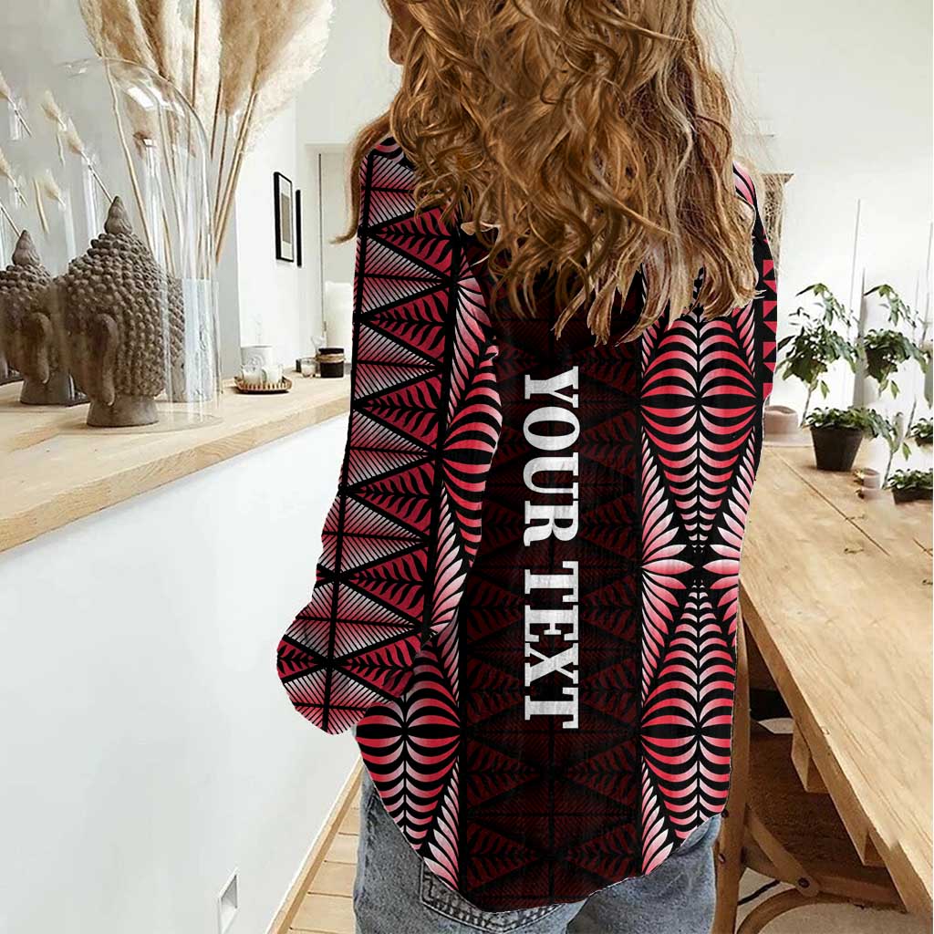 Tonga Rugby Personalised Women Casual Shirt 2025 Mate Maa Tonga Ngatu Motif - Polynesian Pride