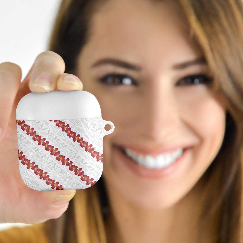 White Sunday Tonga Fakame AirPods Case Tongan Ngatu Heilala Lei - Polynesian Pride